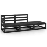 NNEVL 3 Piece Garden Lounge Set Black Solid Pinewood