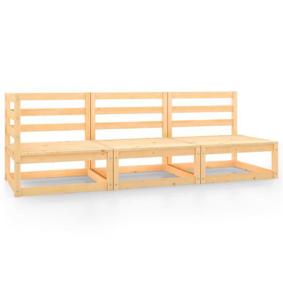 NNEVL 3 Piece Garden Lounge Set Solid Pinewood