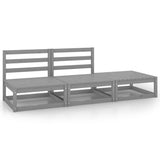 NNEVL 3 Piece Garden Lounge Set Grey Solid Pinewood