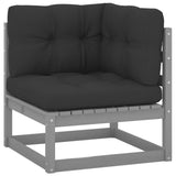NNEVL Garden Corner Sofa with Anthracite Cushions Solid Pinewood