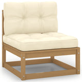 NNEVL Garden Middle Sofa with Cream Cushions Solid Pinewood