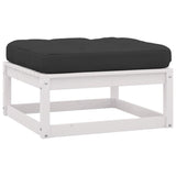 NNEVL Garden Footstool with Cushion White Solid Pinewood