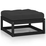 NNEVL Garden Footstool with Cushion Black Solid Pinewood