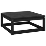 NNEVL Garden Footstool with Cushion Black Solid Pinewood