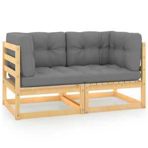 NNEVL Garden 2-Seater Sofa with Cushions Solid Pinewood