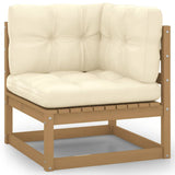 NNEVL Garden 2-Seater Sofa with Cushions Honey Brown Solid Pinewood