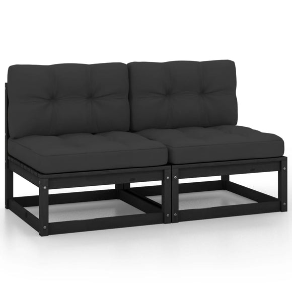 NNEVL Garden Middle Sofas with Anthracite Cushions 2 pcs Solid Pinewood