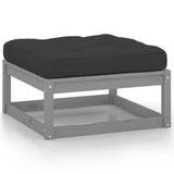 NNEVL Garden Footstools with Cushions 2 pcs Grey Solid Pinewood