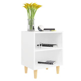 NNEVL Bed Cabinets with Solid Wood Legs 2 pcs White 40x30x50 cm