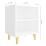 NNEVL Bed Cabinets with Solid Wood Legs 2 pcs White 40x30x50 cm