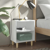 NNEVL Bed Cabinets with Solid Wood Legs 2 pcs White 40x30x50 cm
