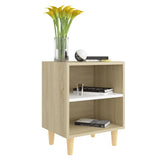 NNEVL Bed Cabinets Solid Wood Legs 2pcs Sonoma Oak&White 40x30x50cm