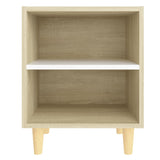 NNEVL Bed Cabinets Solid Wood Legs 2pcs Sonoma Oak&White 40x30x50cm