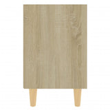 NNEVL Bed Cabinets Solid Wood Legs 2pcs Sonoma Oak&White 40x30x50cm