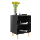 NNEVL Bed Cabinets Solid Wood Legs 2 pcs High Gloss Black 40x30x50 cm