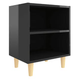 NNEVL Bed Cabinets Solid Wood Legs 2 pcs High Gloss Black 40x30x50 cm