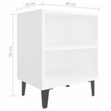 NNEVL Bed Cabinet with Metal Legs White 40x30x50 cm