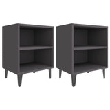 NNEVL Bed Cabinets with Metal Legs 2 pcs Grey 40x30x50 cm