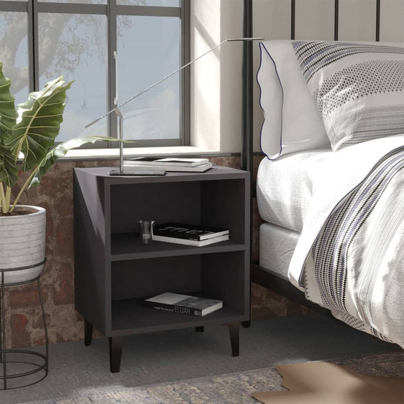 NNEVL Bed Cabinets with Metal Legs 2 pcs Grey 40x30x50 cm