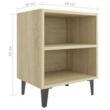 NNEVL Bed Cabinet with Metal Legs Sonoma Oak 40x30x50 cm