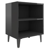 NNEVL Bed Cabinet with Metal Legs High Gloss Black 40x30x50 cm