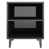 NNEVL Bed Cabinet with Metal Legs High Gloss Black 40x30x50 cm