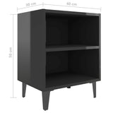 NNEVL Bed Cabinet with Metal Legs High Gloss Black 40x30x50 cm