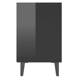 NNEVL Bed Cabinets with Metal Legs 2 pcs High Gloss Black 40x30x50 cm