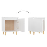 NNEVL Bed Cabinet with Solid Wood Legs White 40x30x50 cm