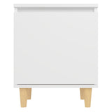 NNEVL Bed Cabinet with Solid Wood Legs White 40x30x50 cm