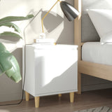NNEVL Bed Cabinet with Solid Wood Legs White 40x30x50 cm