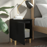 NNEVL Bed Cabinets with Solid Wood Legs 2 pcs Black 40x30x50 cm
