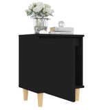 NNEVL Bed Cabinets with Solid Wood Legs 2 pcs Black 40x30x50 cm