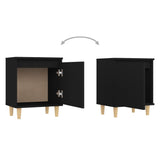 NNEVL Bed Cabinets with Solid Wood Legs 2 pcs Black 40x30x50 cm