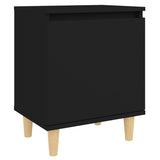 NNEVL Bed Cabinets with Solid Wood Legs 2 pcs Black 40x30x50 cm