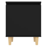 NNEVL Bed Cabinets with Solid Wood Legs 2 pcs Black 40x30x50 cm