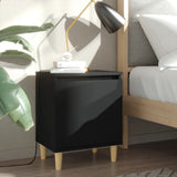 NNEVL Bed Cabinets with Solid Wood Legs 2 pcs Black 40x30x50 cm