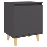 NNEVL Bed Cabinets with Solid Wood Legs 2 pcs Grey 40x30x50 cm