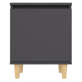NNEVL Bed Cabinets with Solid Wood Legs 2 pcs Grey 40x30x50 cm