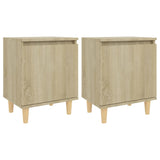 NNEVL Bed Cabinets with Solid Wood Legs 2 pcs Sonoma Oak 40x30x50 cm
