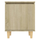 NNEVL Bed Cabinets with Solid Wood Legs 2 pcs Sonoma Oak 40x30x50 cm