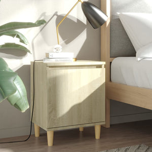 NNEVL Bed Cabinets with Solid Wood Legs 2 pcs Sonoma Oak 40x30x50 cm