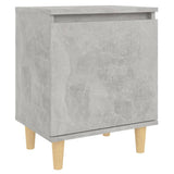 NNEVL Bed Cabinet with Solid Wood Legs Concrete Grey 40x30x50 cm