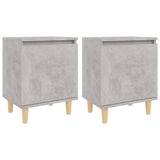 NNEVL Bed Cabinets with Solid Wood Legs 2pcs Concrete Grey 40x30x50cm