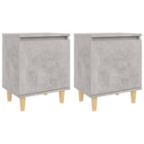 NNEVL Bed Cabinets with Solid Wood Legs 2pcs Concrete Grey 40x30x50cm