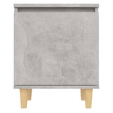NNEVL Bed Cabinets with Solid Wood Legs 2pcs Concrete Grey 40x30x50cm
