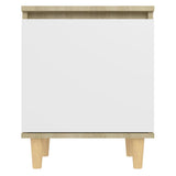 NNEVL Bed Cabinet with Solid Wood Legs Sonoma Oak & White 40x30x50cm