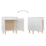 NNEVL Bed Cabinets Solid Wood Legs 2 pcs High Gloss White 40x30x50 cm