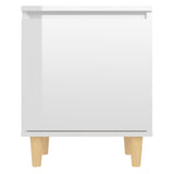 NNEVL Bed Cabinets Solid Wood Legs 2 pcs High Gloss White 40x30x50 cm