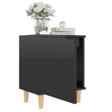 NNEVL Bed Cabinets Solid Wood Legs 2 pcs High Gloss Black 40x30x50 cm
